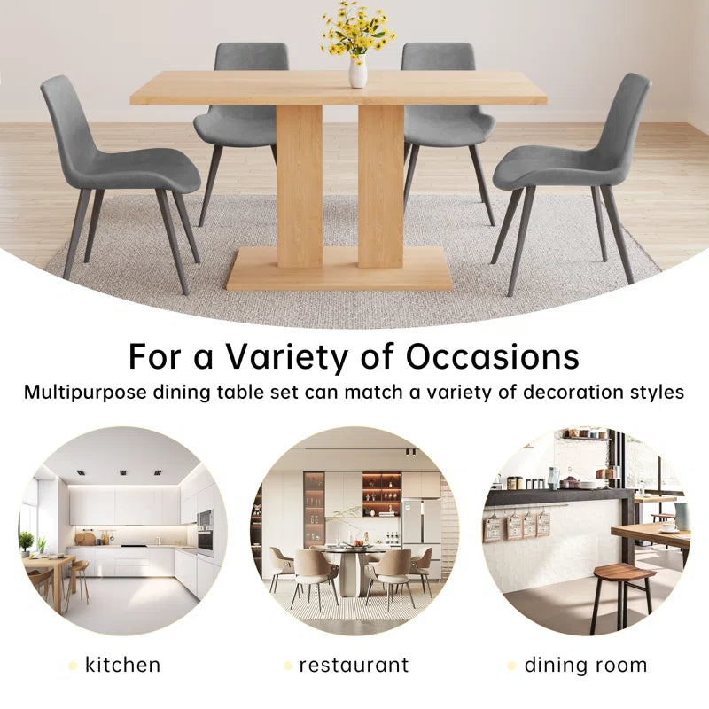 Carvinol 46'' Modern Dining Kitchen Table with and 4 Dining Chairs Set