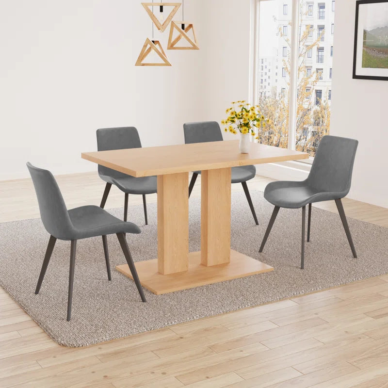 Carvinol 46'' Modern Dining Kitchen Table with and 4 Dining Chairs Set