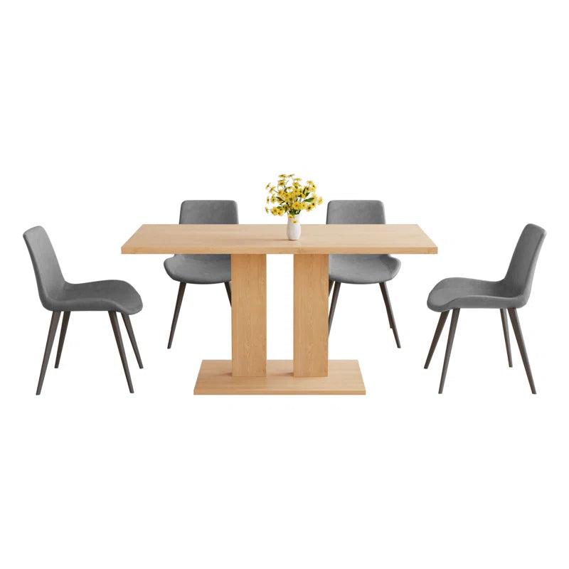 Carvinol 46'' Modern Dining Kitchen Table with and 4 Dining Chairs Set