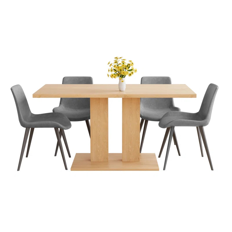 Carvinol 46'' Modern Dining Kitchen Table with and 4 Dining Chairs Set