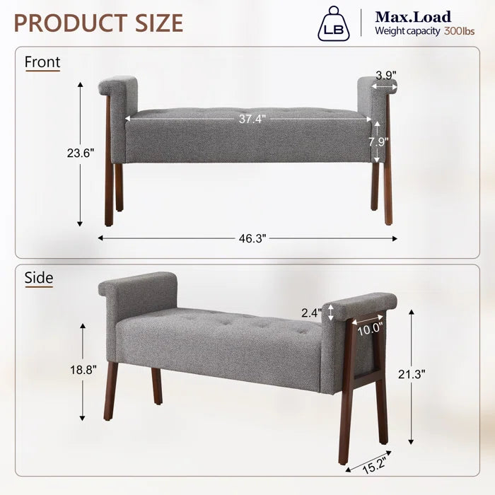 Chesternite Polyester Blend Upholstered Bench - Wooden Bazar