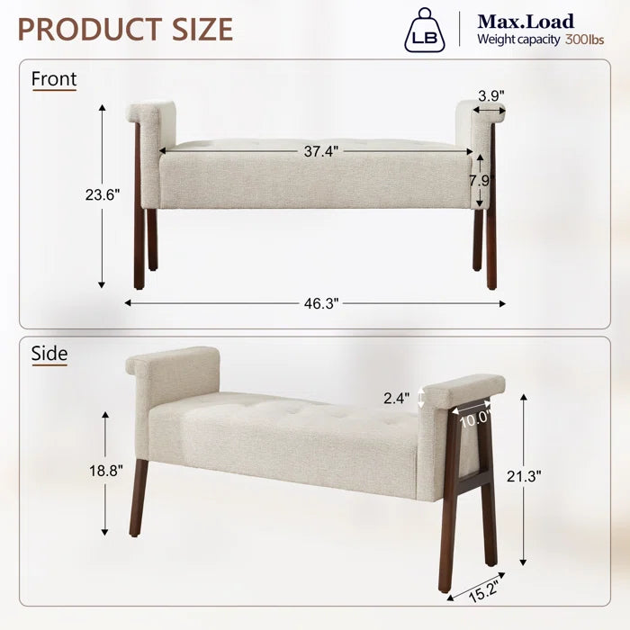 Chesternite Polyester Blend Upholstered Bench - Wooden Bazar