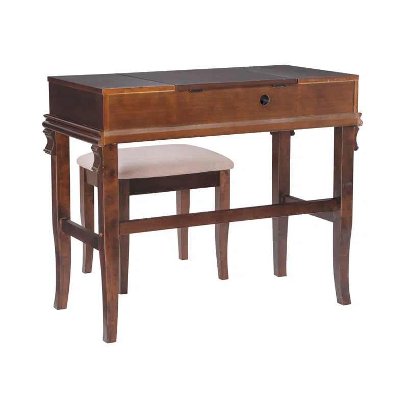 Zeritto Vanity Set with Stool and Mirror - Wooden Bazar