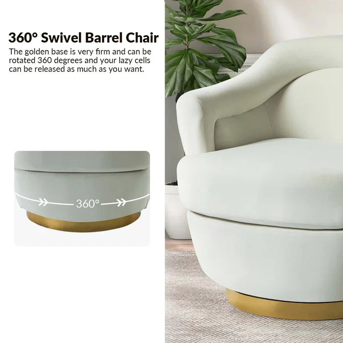 Beraich Velvet Swivel Barrel Chair - Wooden Bazar