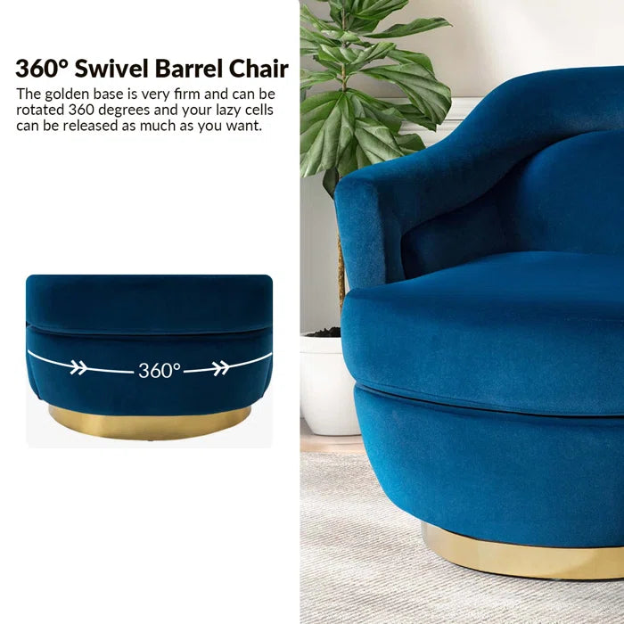 Beraich Velvet Swivel Barrel Chair - Wooden Bazar