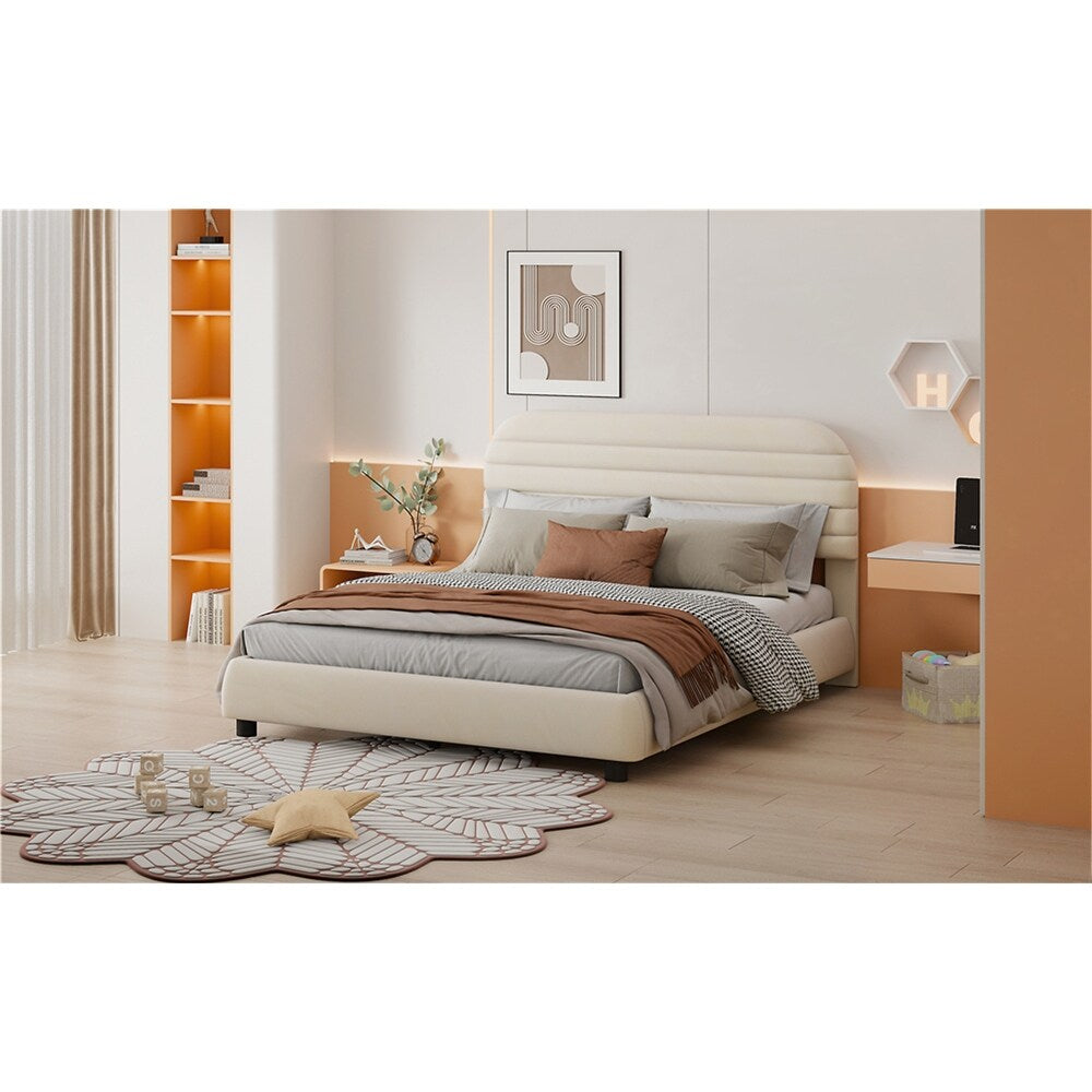Luxurious Velvet Upholstered Platform Bed for Stylish Bedroom Upgrade