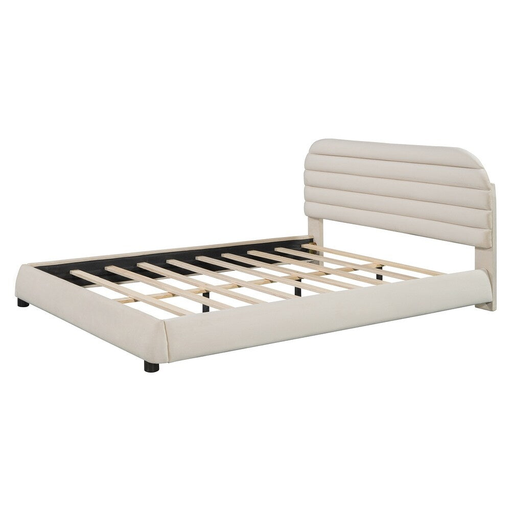 Luxurious Velvet Upholstered Platform Bed for Stylish Bedroom Upgrade