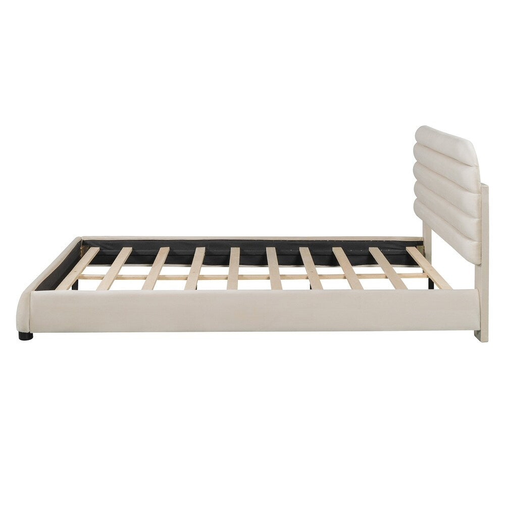 Luxurious Velvet Upholstered Platform Bed for Stylish Bedroom Upgrade