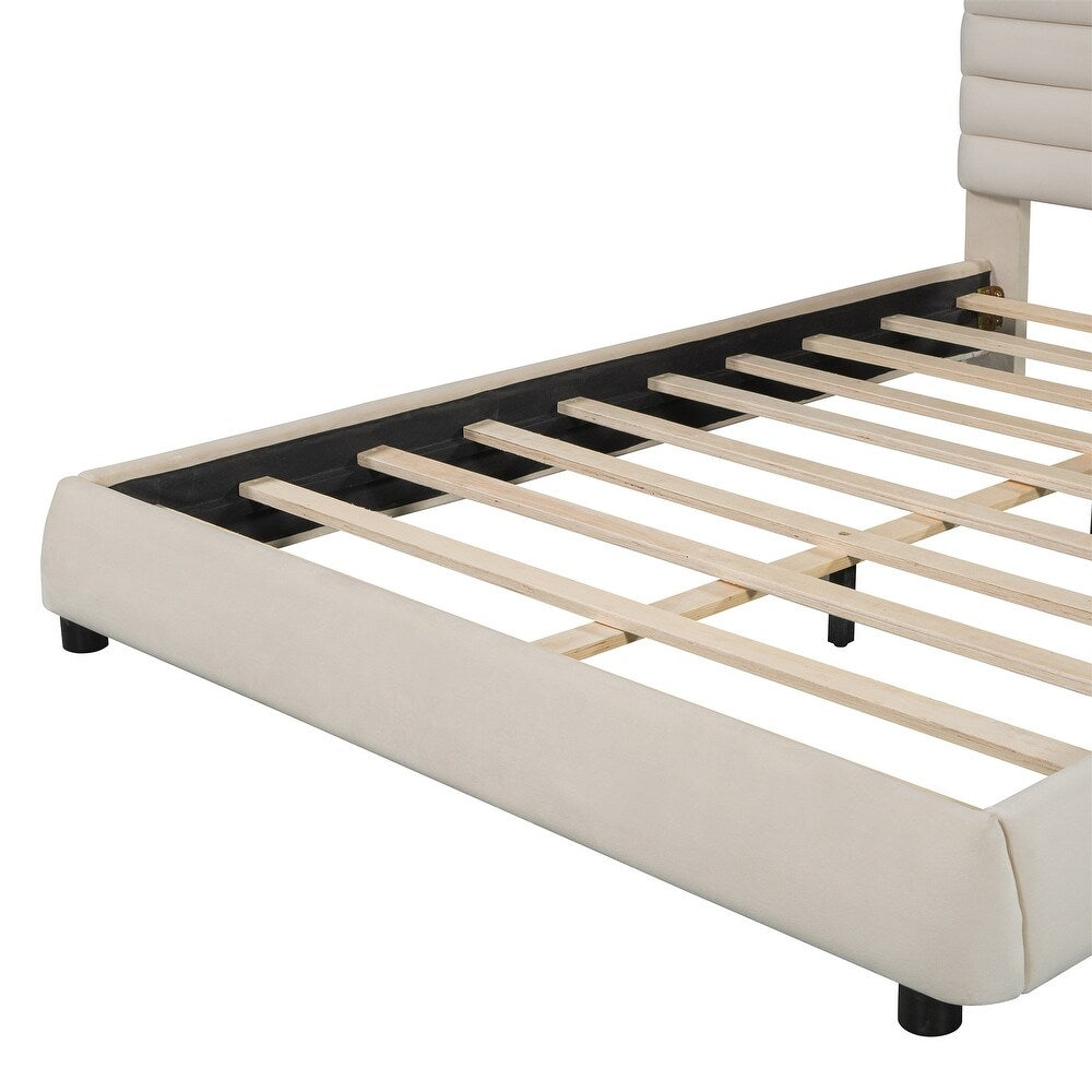Luxurious Velvet Upholstered Platform Bed for Stylish Bedroom Upgrade