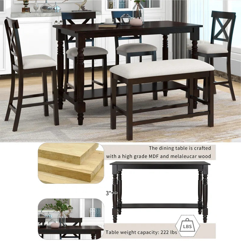 Oajester 4 seater Dining Table Set for Modern Living - Wooden Bazar