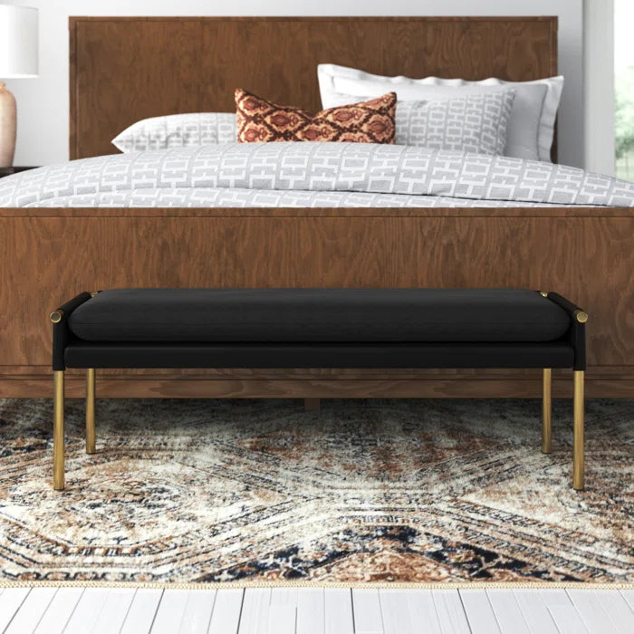 Salonniy Polyester Blend Upholstered Bench - Wooden bazar