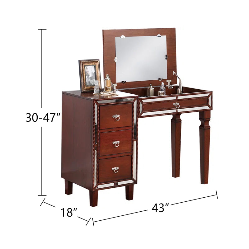 Dalliuon Vanity dressing table design with mirror with stool - Wooden Bazar