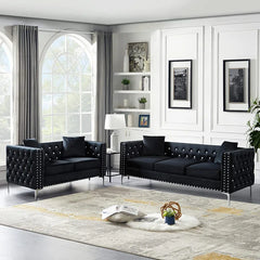 Magbiem 2 Piece Velvet Living Room Luxury Sofa Set