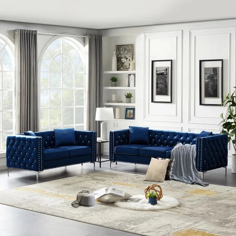 Magbiem Piece Velvet Living Room Luxury Sofa Set – Wooden Bazar