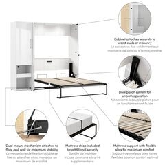 High-Gloss Scratch-Resistant Murphy Bed and Storage Cabinet with Door and Pull-Out Shelf