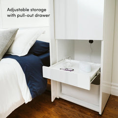 High-Gloss Scratch-Resistant Murphy Bed and Storage Cabinet with Door and Pull-Out Shelf