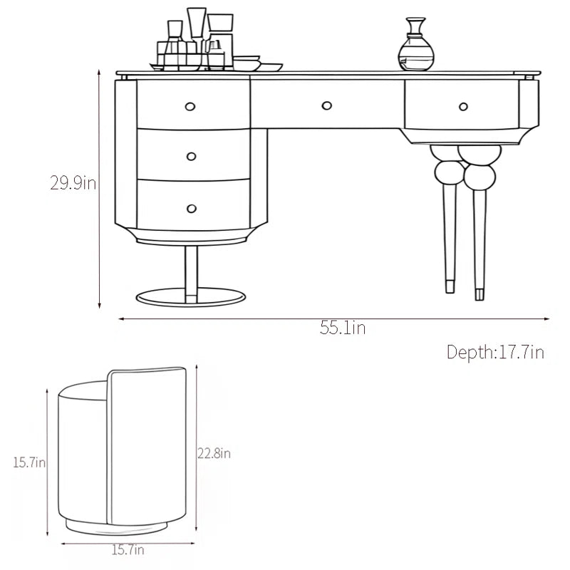 Karvooke Luxury Vanity Dressing Table With Simple  Light - Wooden Bazar