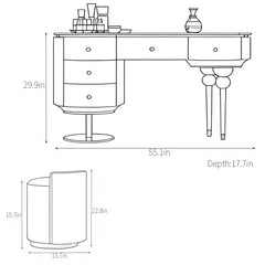 Karvooke Luxury Vanity Dressing Table With Simple  Light - Wooden Bazar