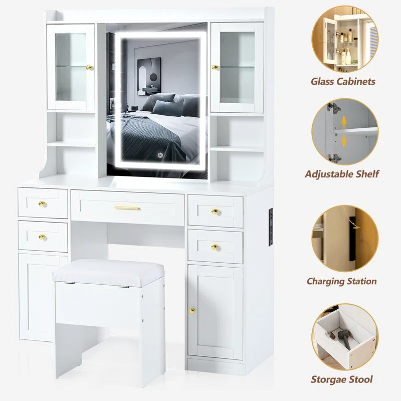 Levdex Makeup Vanity Desk with Mirror and Lights Dressing Table