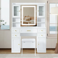 Levdex Makeup Vanity Desk with Mirror and Lights Dressing Table