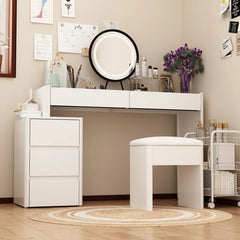 Levnoor Makeup Vanity Set With 3-Drawer-Chest And Movable Mirror