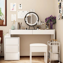 Levnoor Makeup Vanity Set With 3-Drawer-Chest And Movable Mirror