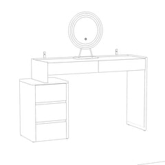 Levnoor Makeup Vanity Set With 3-Drawer-Chest And Movable Mirror