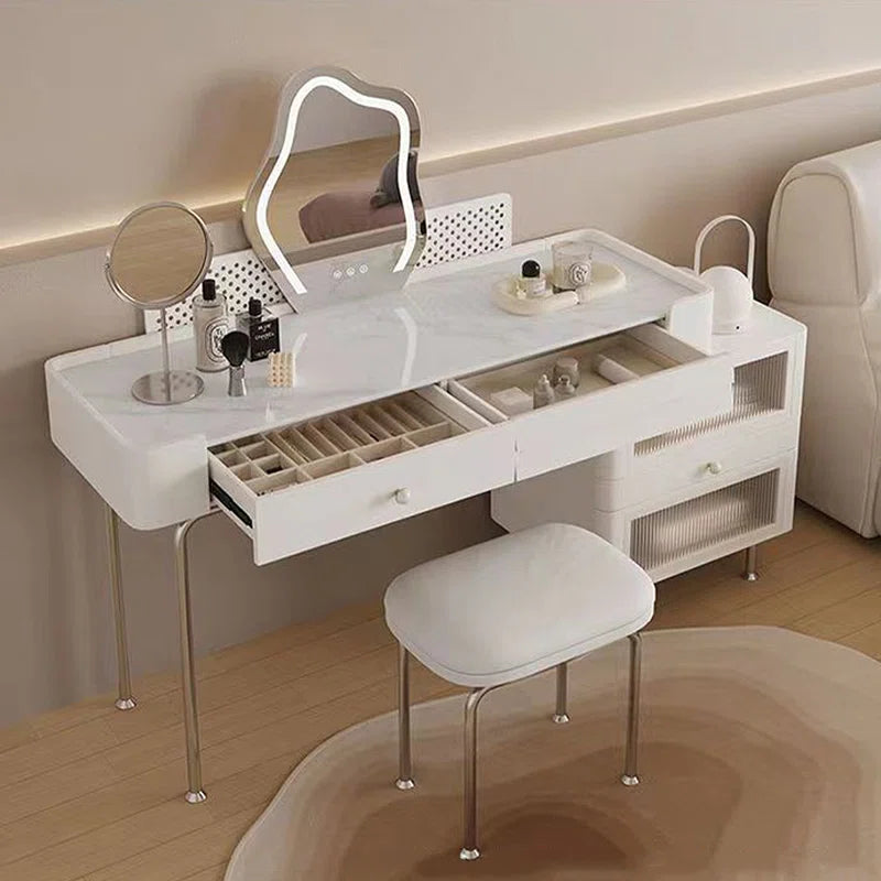 Joanne Makeup Vanity with Light mirror With Stool - Wooden Bazar