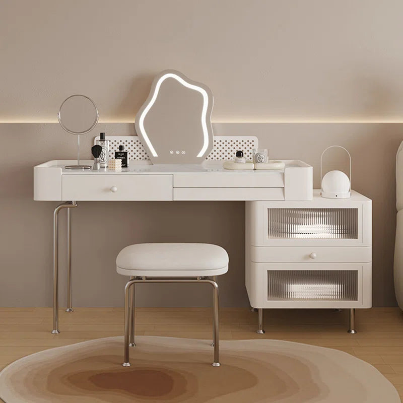 Joanne Makeup Vanity with Light mirror With Stool - Wooden Bazar