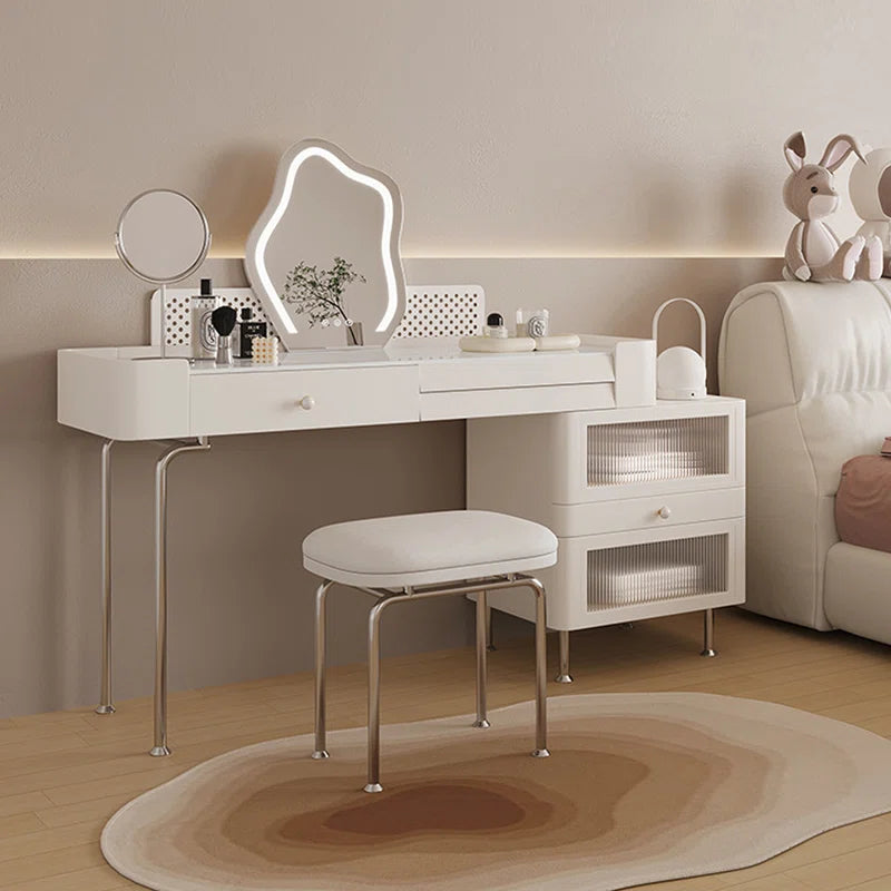 Joanne Makeup Vanity with Light mirror With Stool - Wooden Bazar