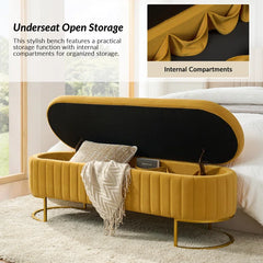 Gangin Storage Bench With Internal Compartmented And Channel Tufted