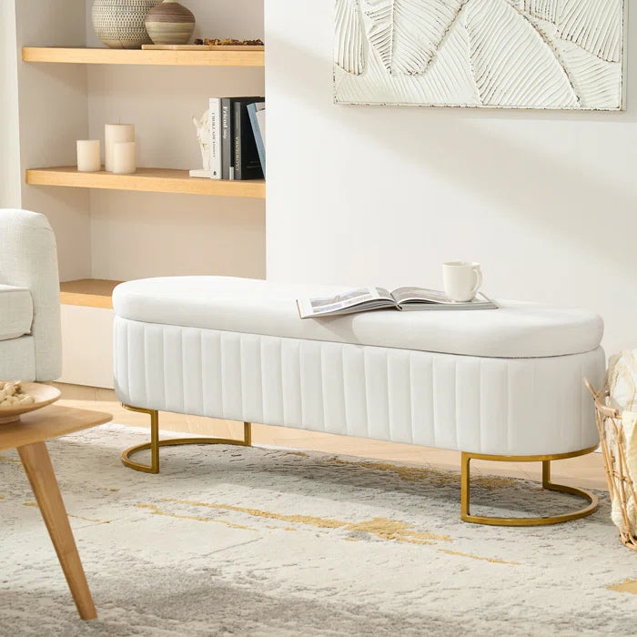 Gangin Storage Bench With Internal Compartmented And Channel Tufted
