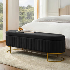 Gangin Storage Bench With Internal Compartmented And Channel Tufted