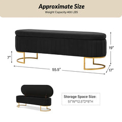 Gangin Storage Bench With Internal Compartmented And Channel Tufted