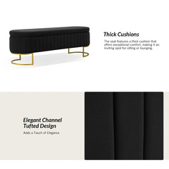 Gangin Storage Bench With Internal Compartmented And Channel Tufted
