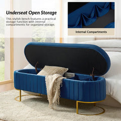 Gangin Storage Bench With Internal Compartmented And Channel Tufted