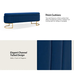 Gangin Storage Bench With Internal Compartmented And Channel Tufted