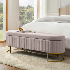 Gangin Storage Bench With Internal Compartmented And Channel Tufted