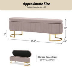 Gangin Storage Bench With Internal Compartmented And Channel Tufted