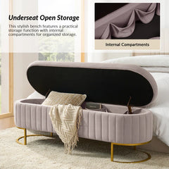 Gangin Storage Bench With Internal Compartmented And Channel Tufted