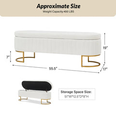 Gangin Storage Bench With Internal Compartmented And Channel Tufted