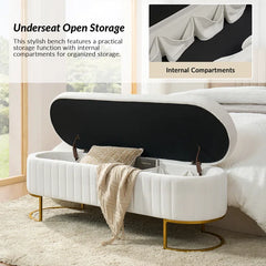 Gangin Storage Bench With Internal Compartmented And Channel Tufted