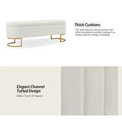 Gangin Storage Bench With Internal Compartmented And Channel Tufted