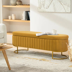 Gangin Storage Bench With Internal Compartmented And Channel Tufted