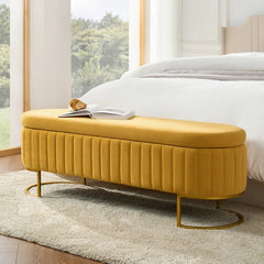 Gangin Storage Bench With Internal Compartmented And Channel Tufted