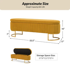 Gangin Storage Bench With Internal Compartmented And Channel Tufted