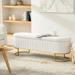 Gangin Storage Bench With Internal Compartmented And Channel Tufted