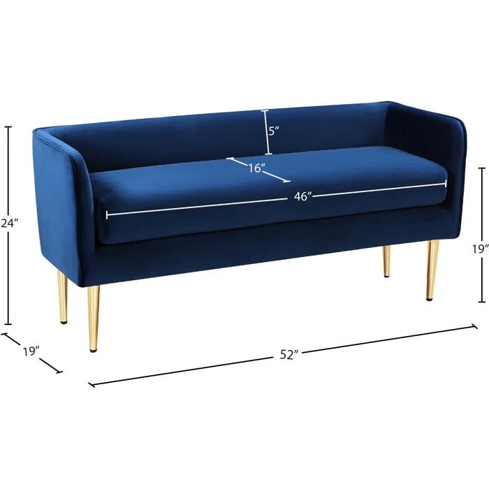Sircaster Velvet Upholstered Bench - Wooden bazar