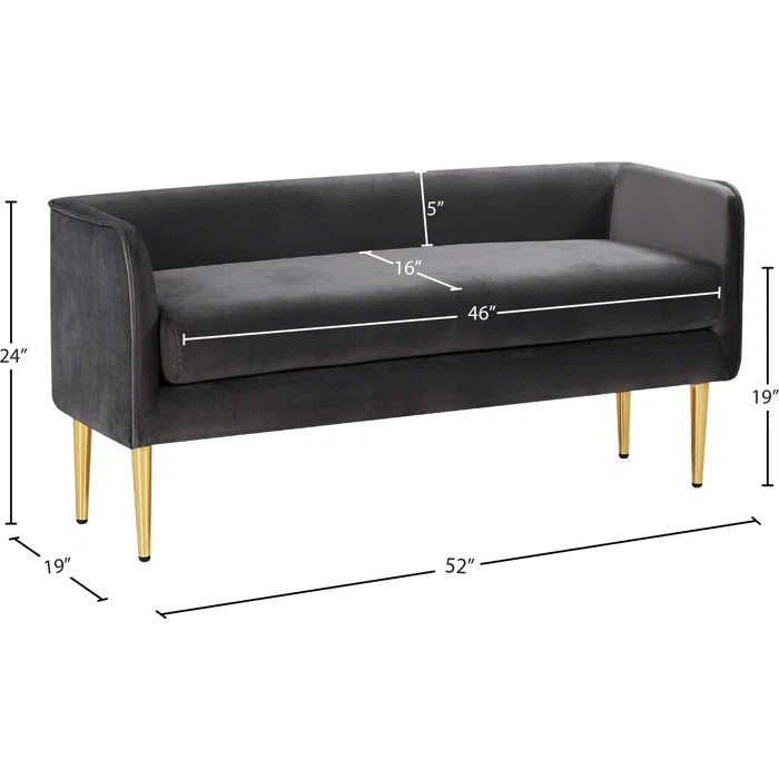 Sircaster Velvet Upholstered Bench - Wooden bazar