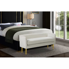 Sircaster Velvet Upholstered Bench - Wooden bazar